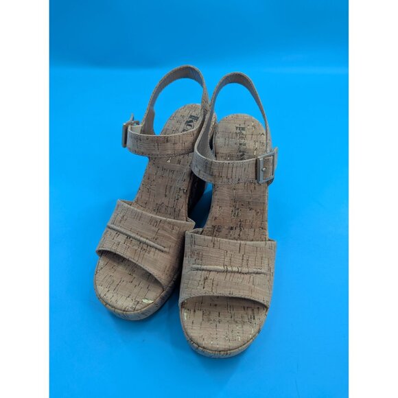Korks Bardot II Sandal Size 10 Block Heel Platform Retro Cork Brown Vegan NEW - Picture 4 of 8